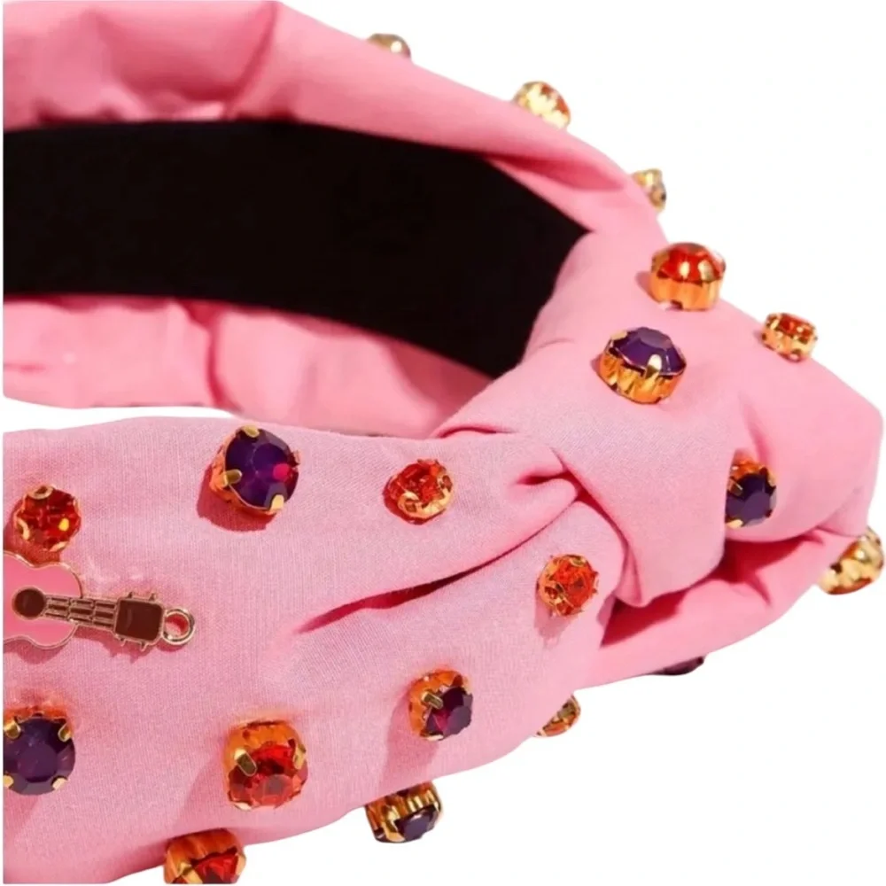 Pink Guitar RhinestoneEmbellished Headband